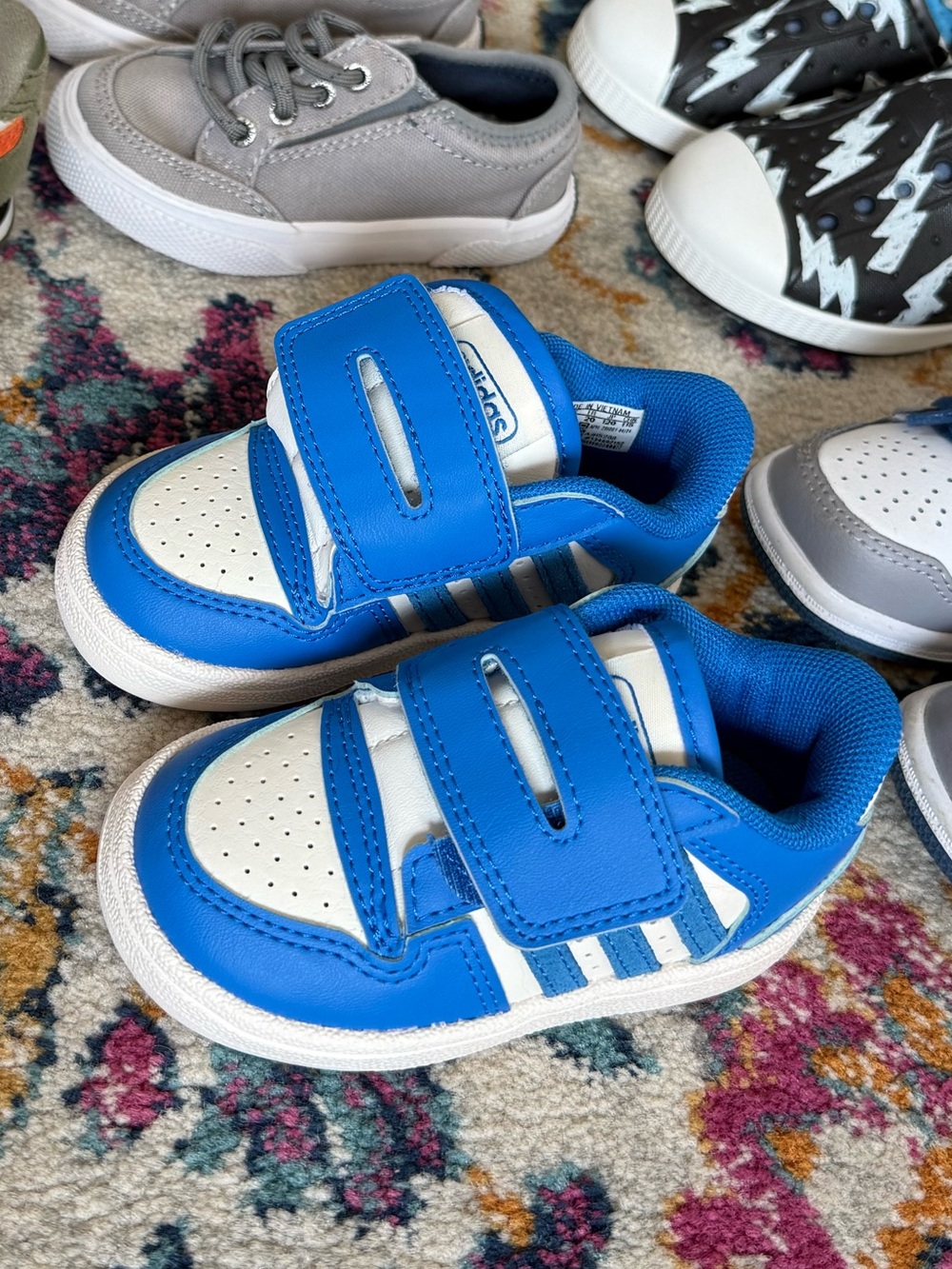 adidas Blue and White Velcro Toddler Sneakers